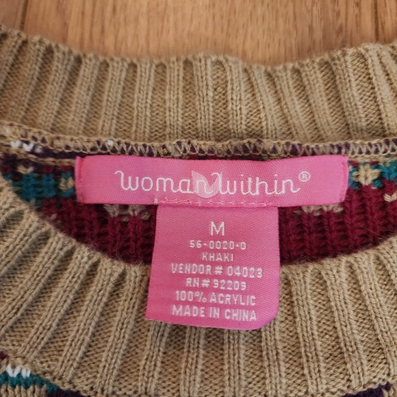 Woman Within Fair Isle Knit Sweater - Picture 3 of 12